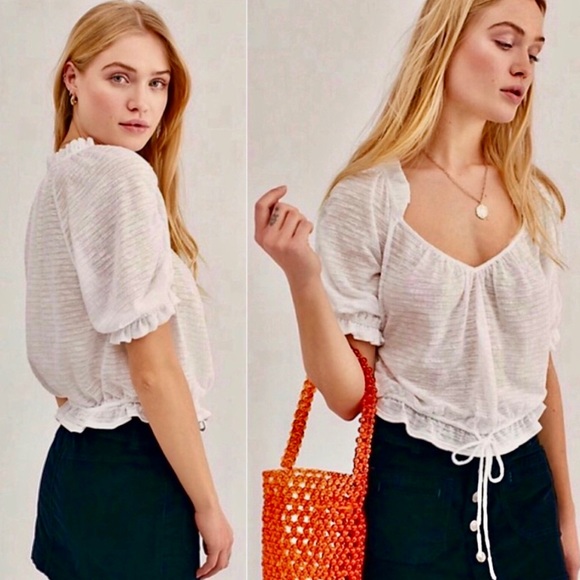 🌺🎉HP🎉🌺 NWT Free People Dorothy Ruffled Peasant Top - Picture 10 of 11